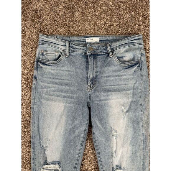Bayeas Jeans Skinny Distressed Ripped Light Wash Blue Denim Stretch Women’s 30 - Picture 10 of 11
